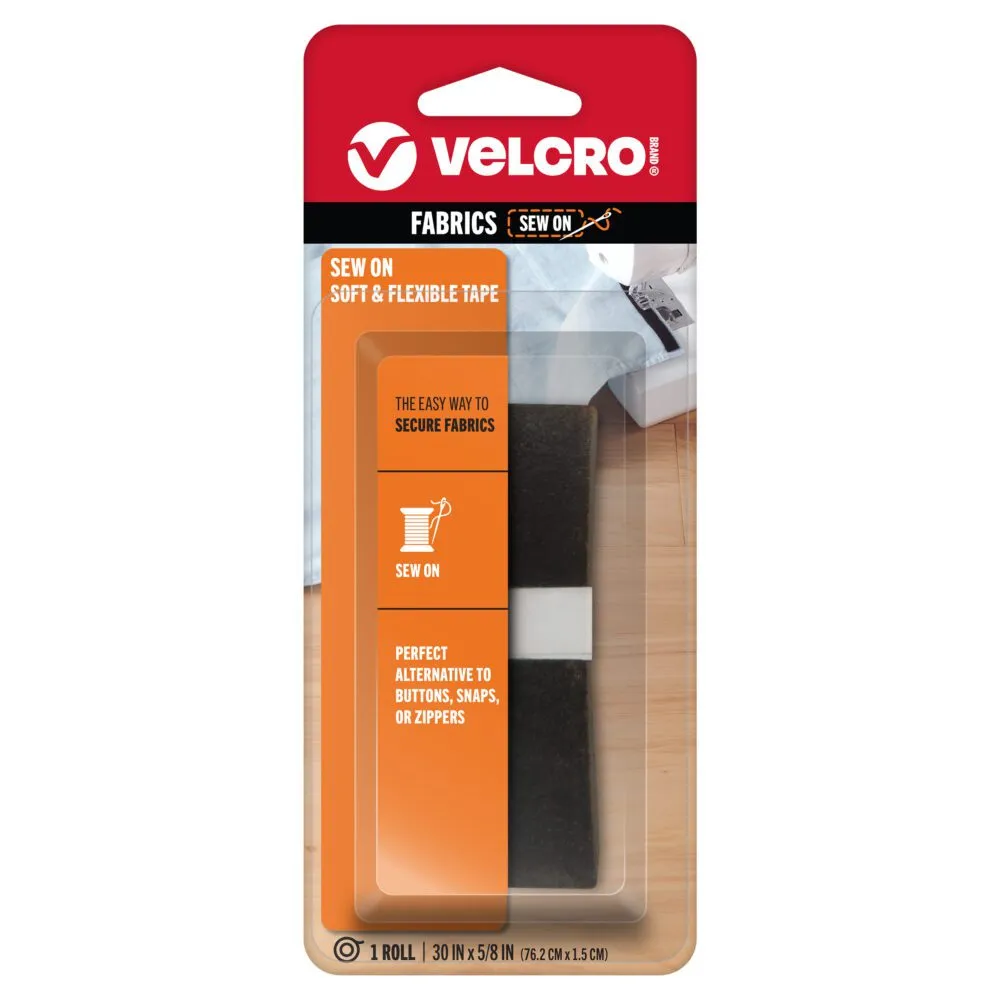 VELCRO Brand Sew On Soft and Flexible Tape 30in x 5/8in
